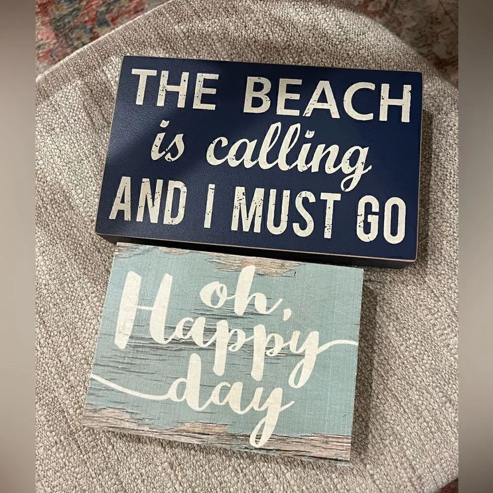 The beach is calling my name and happy day wooden signs bundle